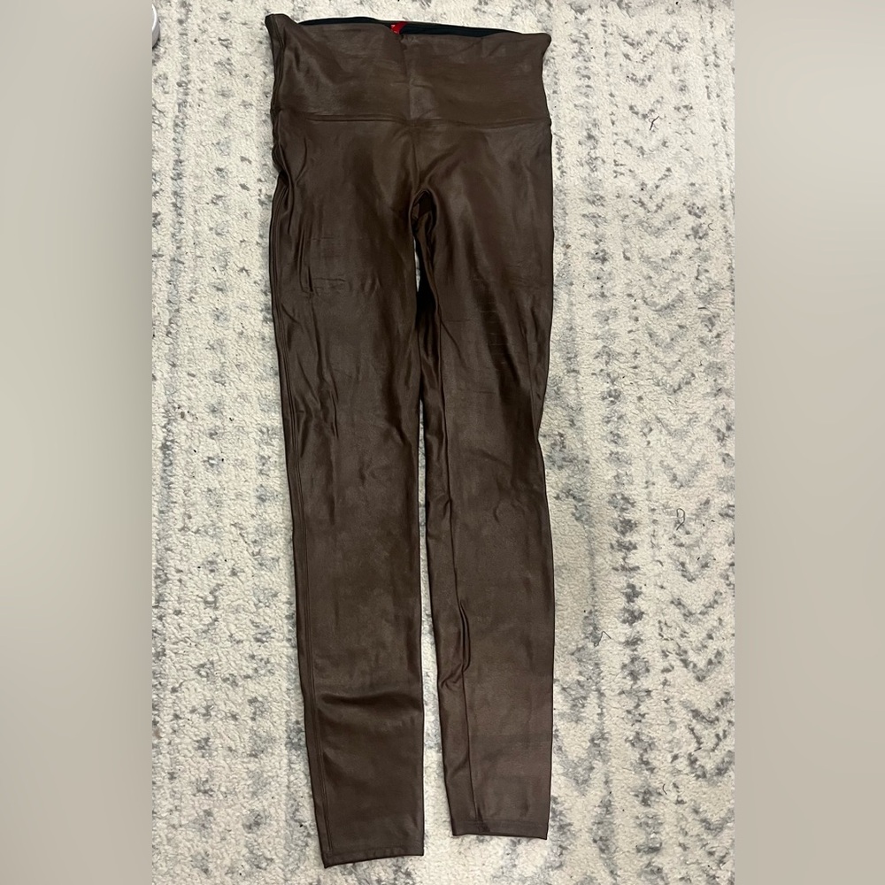 SPANX faux leather bronze leggings